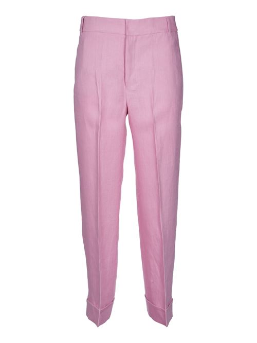 SALIX PINK LINEN TROUSERS WITH STRAIGHT LEG S MAX MARA | 2419131103600007